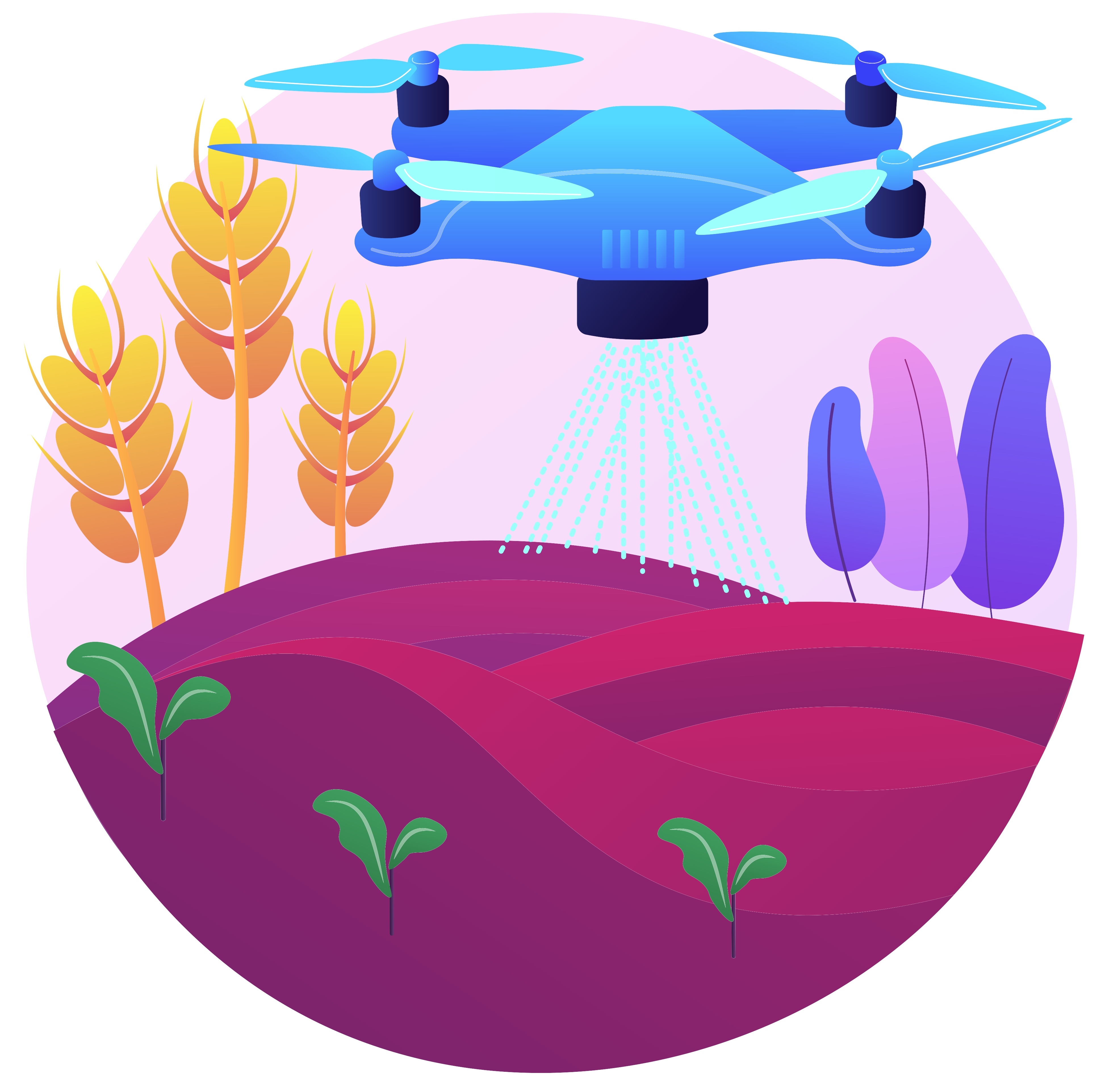 cartoon crop duster over field